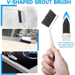 14Pcs Crevice Cleaning Brush Set, V Shape Grout Cleaner Brush for Deep Cleaning Gap, Hard Bristle Scrub Brushes Tools, Cleaning Supplies for Household Use, Bathroom, Kitchen, Toilet, Window