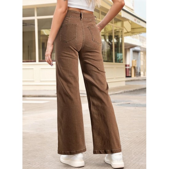 Sidefeel Womens Wide Leg Jeans Casual Baggy High Waisted Stretch Denim Pants