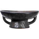 Creative Co-Op Stoneware Bowl with Handle and Base, Black Reactive Glaze