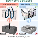 BALEINE 6-Pack Oversized Moving Bags with Reinforced Handles, Heavy-Duty Storage Tote for Clothes, Moving Supplies (Clear, 6-Pack)