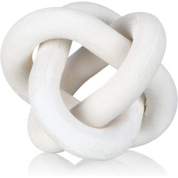 3 Link Wood Knot Decor Rustic Home Décor Accents Hand Carved Coffee Table Decoration, Boho Chain Link Decoration, Modern Shelf, Rustic Objects for Home Living Room Bedroom(White)