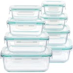 Vtopmart 8 Pack Glass Food Storage Containers with Airtight Lids, Glass Meal Prep Containers, Lunch Office Meal for Microwave, Oven, Freezer and Dishwasher, BPA Free