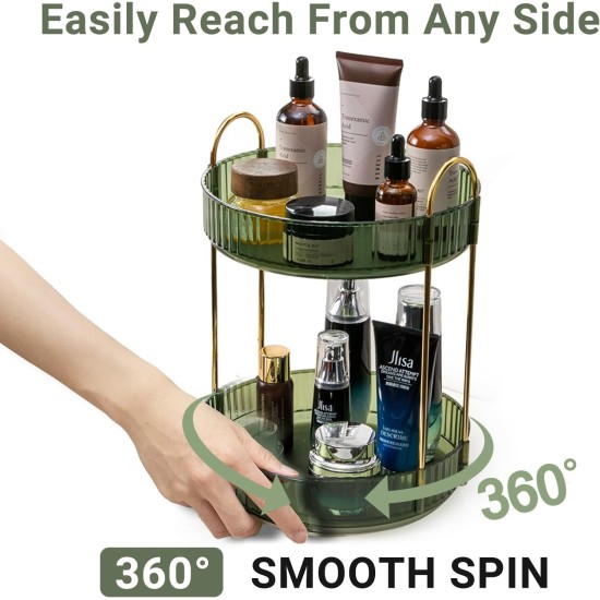 360 Rotating Makeup Organizer for Vanity,2 Tier Large Capacity Skincare Organizers,Bathroom Counter Organizer, Spinning Perfume Organizer & Vanity Organizer (Green-2 Tier) 360 Rotating Makeup Organizer for Vanity,2 Tier Large Capacity Skincare Organizers,Bathroom Counter Organizer, Spinning Perfume Organizer & Vanity Organizer (Green-2 Tier)