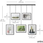 Umbra Exhibit Picture Frame Gallery Set, Adjustable Wall Collage Displays Five Photos (Two 4x6 and Three 5x7), Set of 5, Black