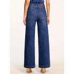 Sidefeel Womens Wide Leg Jeans High Waisted Stretchy Straight Leg Baggy Denim Pants with Pockets