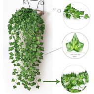 12 Pack Fake Vines for Room Decor Artificial Ivy Garland with Clip Green Flowers Hanging Plants Faux Greenery Leaves Bedroom Aesthetic Decor for Home Garden Wall Wedding
