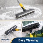 Yocada Floor Scrub Brush Telescopic Handle 2 in 1 Scrape Brush Stiff Bristle Shower Scrubber for Cleaning Patio Bathroom Garage Kitchen Wall Deck Tub Tile 55.9 inch Tall