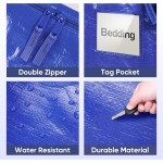 TICONN 6 Pack Extra Large Moving Bags Heavy Duty with Zippers & Carrying Handles, Durable Storage Bags Moving Boxes for Closet Organizers and Storage (6 Pack, Blue)