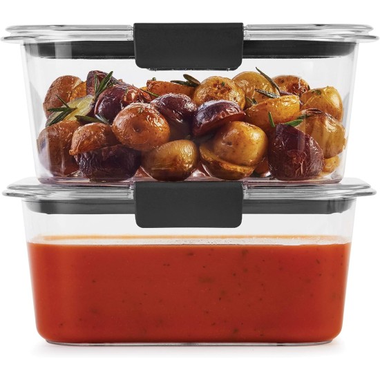 Rubbermaid Brilliance BPA-Free Food Storage Containers, Medium Deep, 4.7 Cup, 2-Pack, Airtight & Leak-Proof, Microwave & Dishwasher Safe
