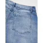 Flamingals Wide Leg Jeans for Women Mid Waist Baggy Stitch Decor Denim Washed Pants Without Belt