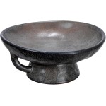Creative Co-Op Stoneware Bowl with Handle and Base, Black Reactive Glaze