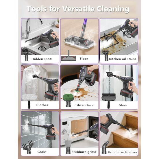 Steam Mop for Floor Cleaning, Heavy Duty All-in-One Steam Cleaner for Home with Detachable Handheld Steamer, for Hardwood, Tile, Walls, Grout, Windows, Furniture and Decks