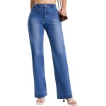 SEVEGO Tall Women's 34"/36"/38" Inseam Wide Leg Jeans High Waisted Stretchy Straight Loose Trendy Denim Pants Pockets