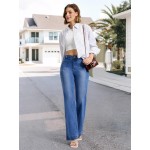 SEVEGO Tall Women's 34"/36"/38" Inseam Wide Leg Jeans High Waisted Stretchy Straight Loose Trendy Denim Pants Pockets