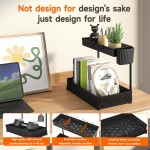 3 Pack Multi-Purpose Pull-Out Storage Organizers, 2-Tier L-Shaped Under Sink/Cabinet Organizers and Storage for Bathroom & Kitchen, Black, 12.8 Inches 3 Pack Multi-Purpose Pull-Out Storage Organizers, 2-Tier L-Shaped Under Sink/Cabinet Organizers and Storage for Bathroom & Kitchen, Black, 12.8 Inches