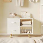 Bookcase with Fabric Storage Bins - 4 Cube Organizer Display Bookshelf for Home Office, White