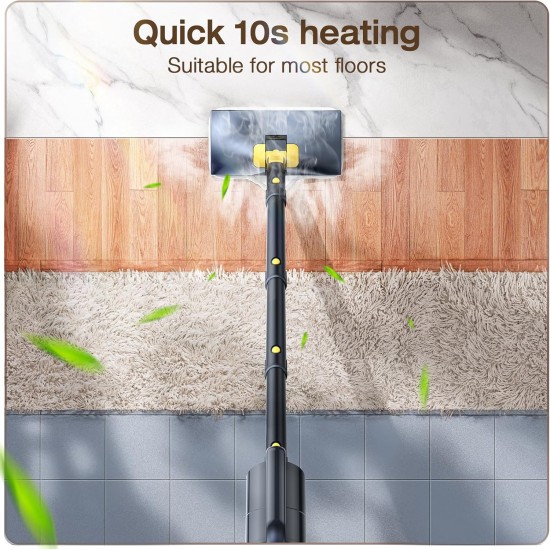 ScrubWiz Steam Mop with Detachable Handheld Steam Cleaner, 10-in-1 Multi Accessories, Quick 10s Heat, 350ml and 2-Level Steamer for Cleaning Floor, Carpet, BBQ Grill, Tile, and Grout, Gray