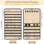 Hanging Jewelry Organizers and Storage, Double-Sided Jewelry Necklace Holder for Jewelries, Earrings, Accessories, Rings on Closet, Door, Wall (1,Beige)