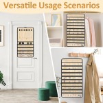 Hanging Jewelry Organizers and Storage, Double-Sided Jewelry Necklace Holder for Jewelries, Earrings, Accessories, Rings on Closet, Door, Wall (1,Beige)