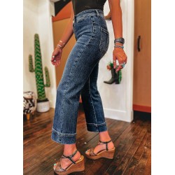 SHEWIN Women Wide Leg Jeans High Waisted Stretch Denim Pants Inseam 25-26 inch