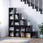 C&AHOME Cube Storage Organizer, 16-Cube Shelves Units, Plastic Storage Cubes, DIY Closet Organizer, Modular Closet Storage Shelves Ideal for Home, Bedroom, 48.4" L × 12.4" W × 48.4" H Black SUM3016H