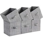 SONGMICS Storage Cubes, 11-Inch Non-Woven Fabric Bins with Double Handles, Set of 6, Closet Organizers for Shelves, Foldable, for Clothes, Cattail Gray UROB26LG