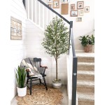 6FT Artificial Olive Tree - Indoor Tall Faux Olive Trees with Planter&Basket, Large Fake Olive Silk Tree Realistic Olive Plants with Branches and Fruits for Home Decor Office Living Room