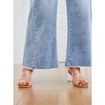 Trendy Queen Women's Wide Leg Jeans, Relaxed Loose Straight Leg with Raw Hem, Comfort Denim Pants
