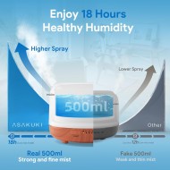 ASAKUKI Essential Oil Diffuser for Home, 500ML Aromatherapy Diffuser Humidifier with Remote Control, 7 Color LED Lights, Quiet Cool Mist Diffuser for Bedroom, Living Room, Office (Yellow)