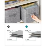 SONGMICS Storage Cubes, 11-Inch Non-Woven Fabric Bins with Double Handles, Set of 6, Closet Organizers for Shelves, Foldable, for Clothes, Cattail Gray UROB26LG
