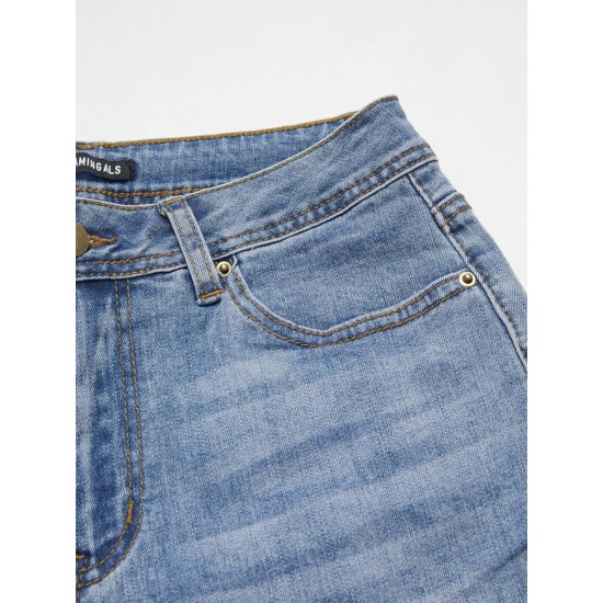 Flamingals Women's Bell Bottom Jeans Flared Ripped Stretchy Mid Rise Cut Out Distressed Denim Bootcut Jeans