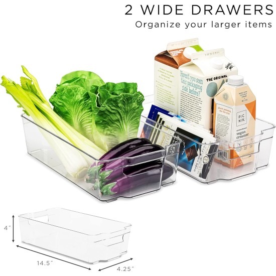 Sorbus Fridge Bins and Freezer Bins Refrigerator Organizer Stackable Food Storage Containers BPA-Free Drawer Organizers for Refrigerator Freezer and Pantry