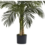 Nearly Natural 4ft Golden Cane Palm, Double Stalk Artificial Tree With Lush Realistic Foliage Maintenance Free Indoor Faux Palm Plant For Living Room, Easy Setup, Perfect Tropical Decoration