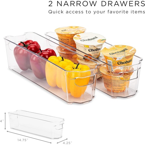 Sorbus Fridge Bins and Freezer Bins Refrigerator Organizer Stackable Food Storage Containers BPA-Free Drawer Organizers for Refrigerator Freezer and Pantry