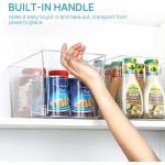 Vtopmart 6 PCS Clear Plastic Storage Bins, Pantry Organizer Containers with Handle for Refrigerator, Fridge, Cabinet, Kitchen, Countertops, Cupboard, Home Organization and Storage, XL