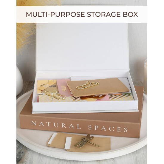 Beautiful Decorative Books - Set of 2 Boxes Enhance Your Coffee Table, Bookshelf or Mantel Shelf Decor - Aesthetic Fake/Faux Books for Modern Home Decoration, Photo Storage and as a Keepsake Box