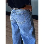 Flamingals Straight Leg Jeans for Women Boyfriend Mid Rise Roll Hem Wash Cropped Denim Pants Without Belt