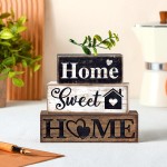 4 Pcs Farmhouse Wooden Tabletop Decor Farmhouse Tiered Tray Decor Rustic Eucalyptus Leaves Wood Block Sign Gift Sweet Home Centerpiece Home Table Decortion