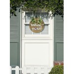 Interchangeable Seasonal Welcome Sign Front Door Decoration, Rustic Round Wood Wreaths Wall Hanging Outdoor, Farmhouse, Porch, for Spring Summer Fall All Seasons Holiday Halloween Christmas.