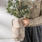 Mitt&Ditt Ceramic Flower Vase with Handles, 11 inch Tall Vase for Centerpieces, Large Decorative Terracotta Vases, Farmhouse Rustic Vases for Home Decor, Living Room, Table, Neutral