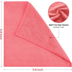 Microfiber Cleaning Cloth, 12 Pack Assorted Color Cleaning Rags for Housekeeping, Colorful Reusable Microfiber Towels for Car, Kitchen, Bathroom and Household Cleaning Supplies, 11.8"X11.8"
