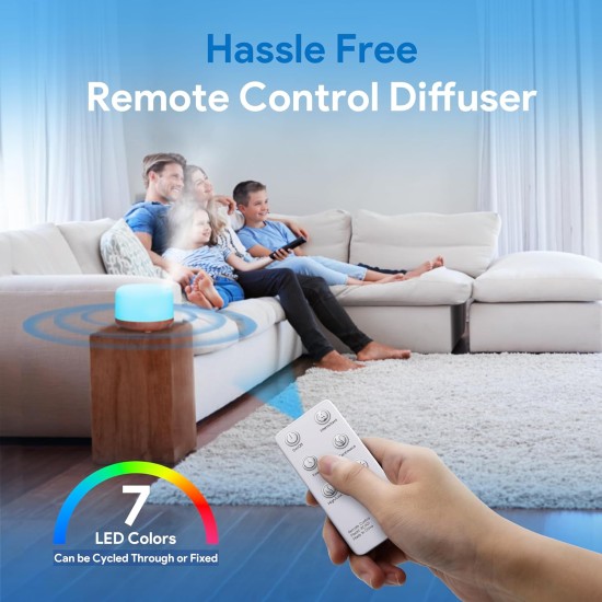 ASAKUKI Essential Oil Diffuser for Home, 500ML Aromatherapy Diffuser Humidifier with Remote Control, 7 Color LED Lights, Quiet Cool Mist Diffuser for Bedroom, Living Room, Office (Yellow) ASAKUKI Essential Oil Diffuser for Home, 500ML Aromatherapy Diffuser Humidifier with Remote Control, 7 Color LED Lights, Quiet Cool Mist Diffuser for Bedroom, Living Room, Office (Yellow)