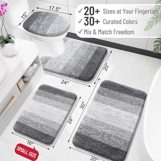 OLANLY Bathroom Rugs Mat 30x20, Extra Soft Absorbent Microfiber Bath Rugs, Rubber Backing, Quick Dry, Machine Washable Bath Mats for Bathroom Floor, Tub and Shower, Home Decor Accessories, Grey
