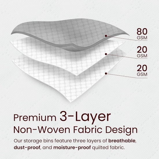 Reli. 60L Clothes Storage Bags (9 Pack) Closet Organizers, Storage Containers | Foldable Clothes Bins w/Lids, Handles | Large Bags for Storing Towels, Clothing, Toys, Blankets | Grey