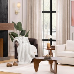 UGG Euphoria Faux Fur Throw Blanket, Warm Fluffy for Couch or Bed, Luxury Bedroom Decor, Blankets, Machine Washable, 50-inch x 70-inch, White Snow