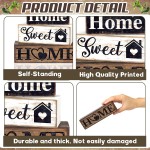 4 Pcs Farmhouse Wooden Tabletop Decor Farmhouse Tiered Tray Decor Rustic Eucalyptus Leaves Wood Block Sign Gift Sweet Home Centerpiece Home Table Decortion