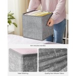 SONGMICS Storage Cubes, 11-Inch Non-Woven Fabric Bins with Double Handles, Set of 6, Closet Organizers for Shelves, Foldable, for Clothes, Cattail Gray UROB26LG