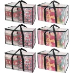 BALEINE 6-Pack Oversized Moving Bags with Reinforced Handles, Heavy-Duty Storage Tote for Clothes, Moving Supplies (Clear, 6-Pack)
