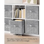 SONGMICS Storage Cubes, 11-Inch Non-Woven Fabric Bins with Double Handles, Set of 6, Closet Organizers for Shelves, Foldable, for Clothes, Cattail Gray UROB26LG
