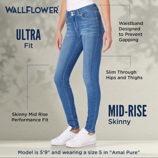 WallFlower Women's Ultra Fit Mid-Rise Insta Soft Denim Juniors Jeans (Also Available in Plus Sizes) WallFlower Women's Ultra Fit Mid-Rise Insta Soft Denim Juniors Jeans (Also Available in Plus Sizes)
